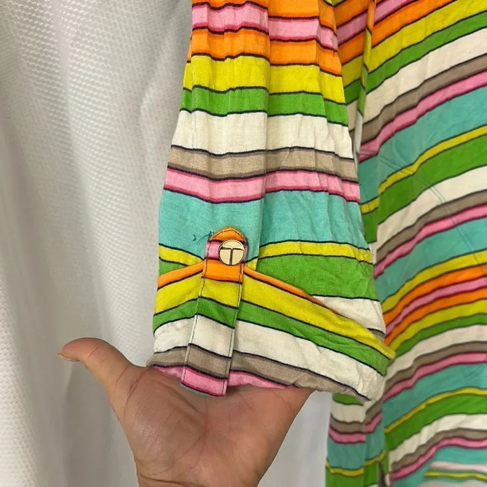 Trina Turk Green and Orange Tie Front Tunic